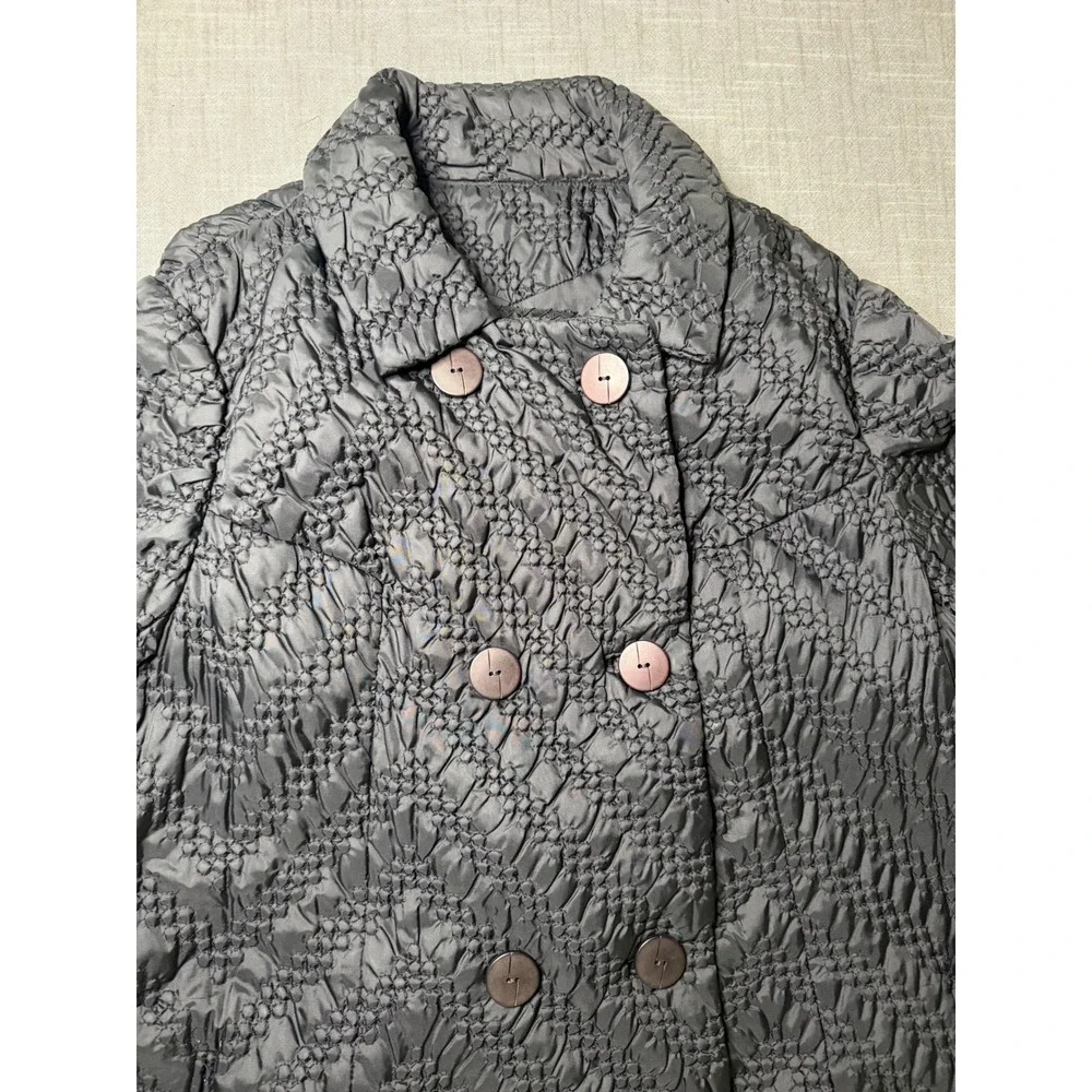 Vintage Engel-Fetzer Cleveland Quilted Chevron Double Breasted Coat Black
